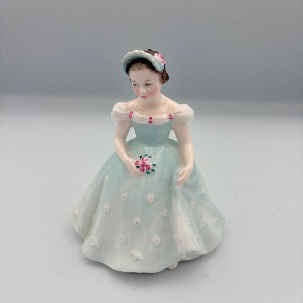 Royal Doulton The Bridesmaid HN 2196 Vintage 1959 Bone China Figurine Blue Dress